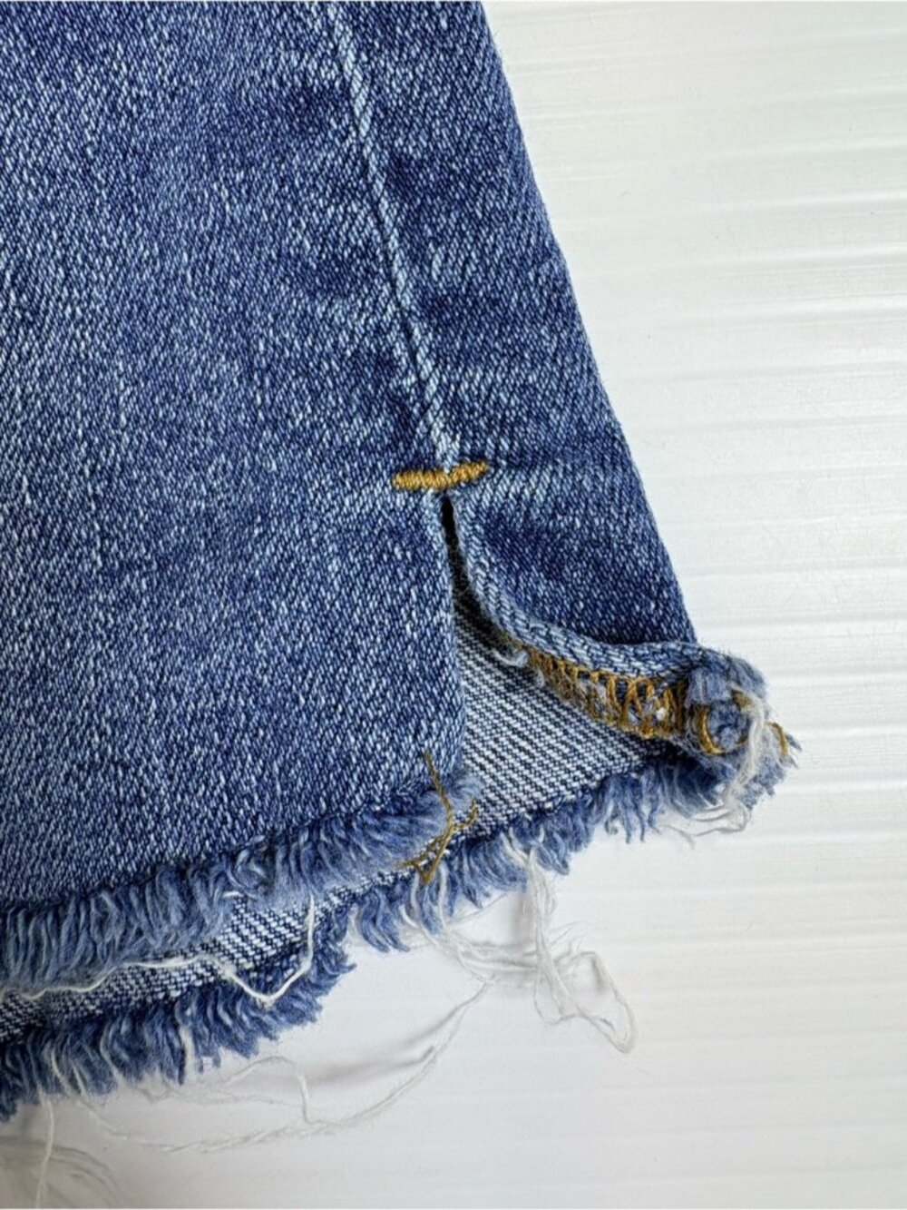 Blue Denim Maternity Jean Shorts with Black Waist Panels - Picture 5 of 7